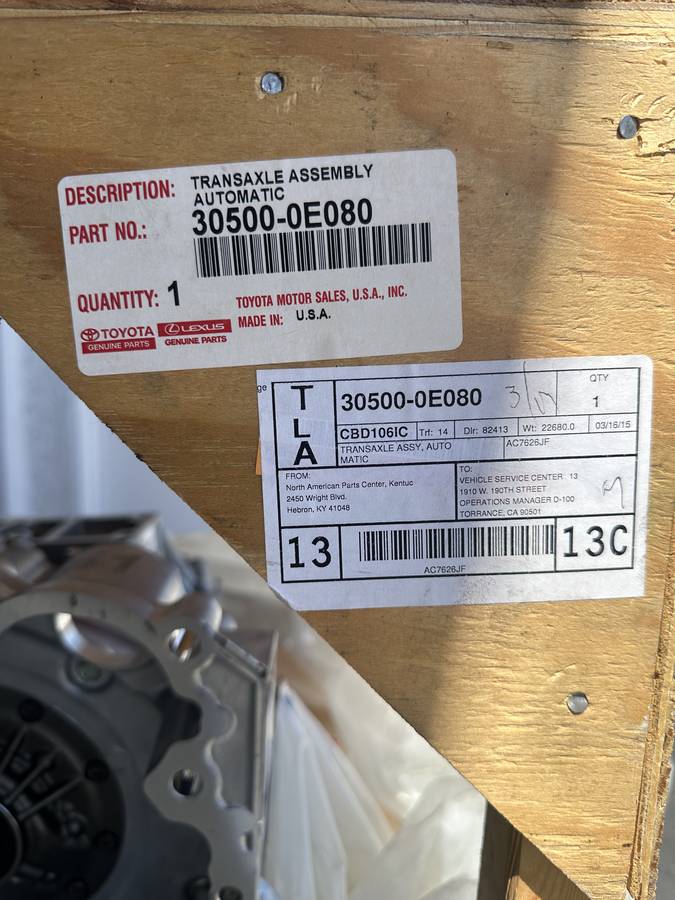 BNIB Toyota 2GR-FE AWD převodovka U660F (30500-0E080), Import USA — Foto 2 z 10