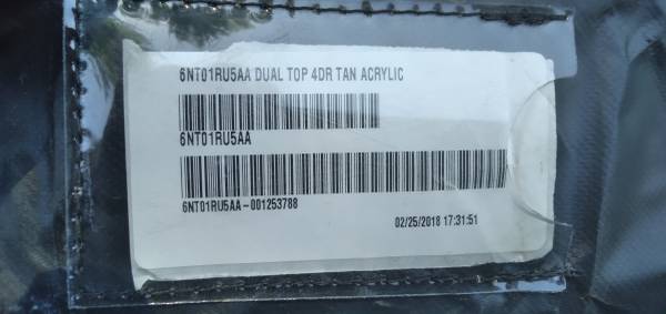 Jeep Wrangler 4 dr Fabric top nový OE w/top hard ware OTHER ITEMS, Import USA — Foto 6 z 12