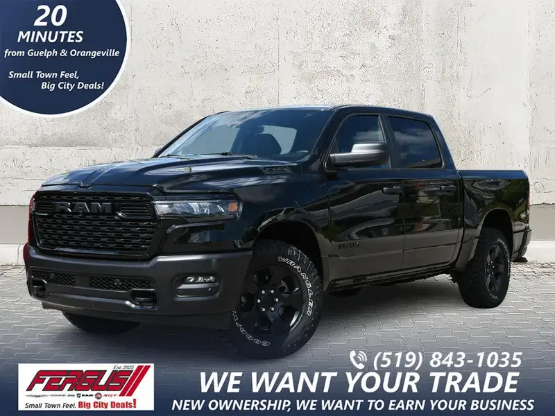 2027 RAM 1500 Warlock Crew 4x4 |SiriusXM|ParkingSensors|HtdSeats, schwarz, 0 km, Import Kanada — Foto 1