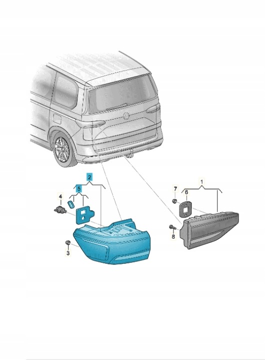 VW Multivan T7 St světlomet zadní levá 7t0945095d originál, Auf Lager in der EU — Foto 1
