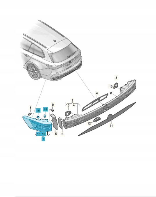 světlomet LED levá zadní VW 3J0945207, Auf Lager in der EU — Foto 1