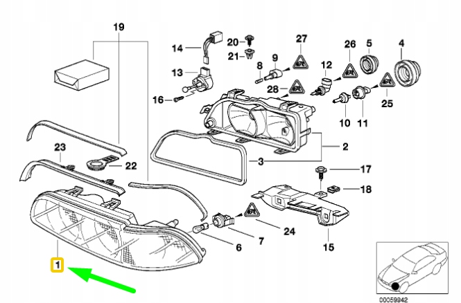 BMW 5 E39 Frontscheinwerfer Rechts Abdeckung Glas 63128375302 Original, Auf Lager in der EU — Foto 1