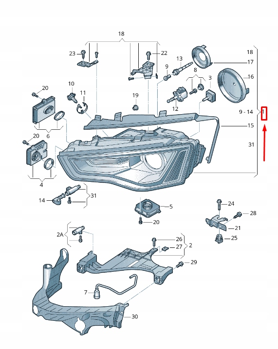 světlomet pravá pravý přední Audi A4 B8 facelift Xenon 8k0941044d, Auf Lager in der EU — Foto 1