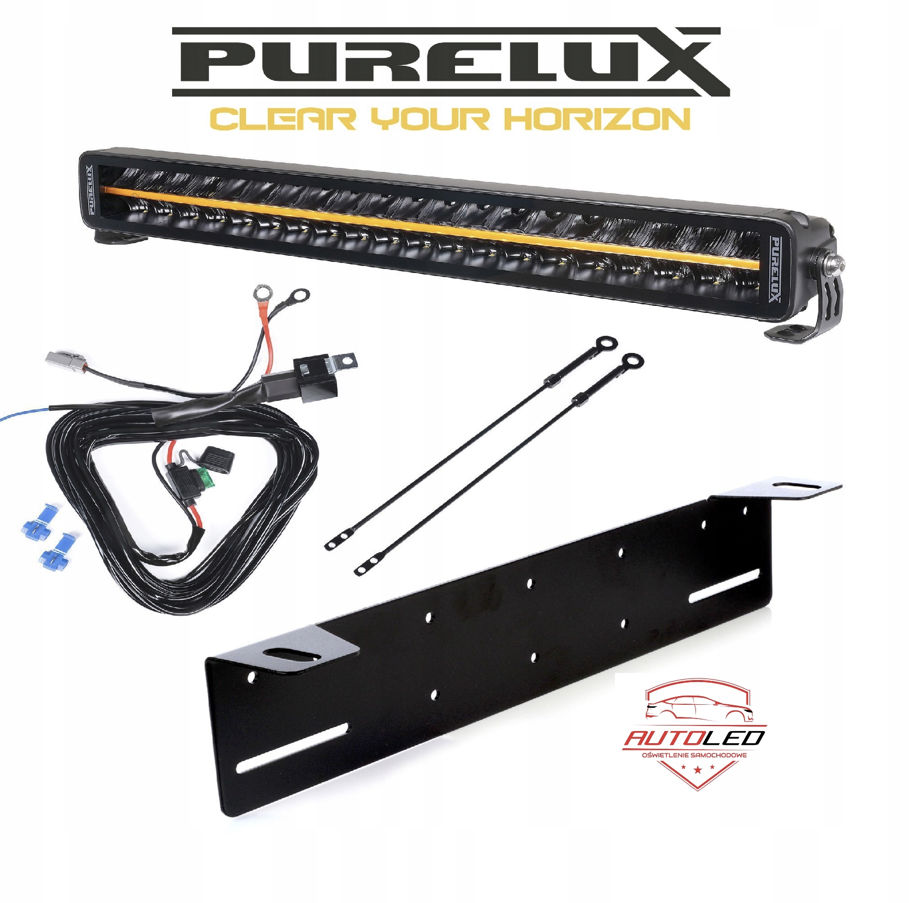 LED BAR PURELUX Black Boost S560 Gen3 Prosty 56 cm / 200W / držák / svazek, schwarz, Auf Lager in der EU — Foto 1