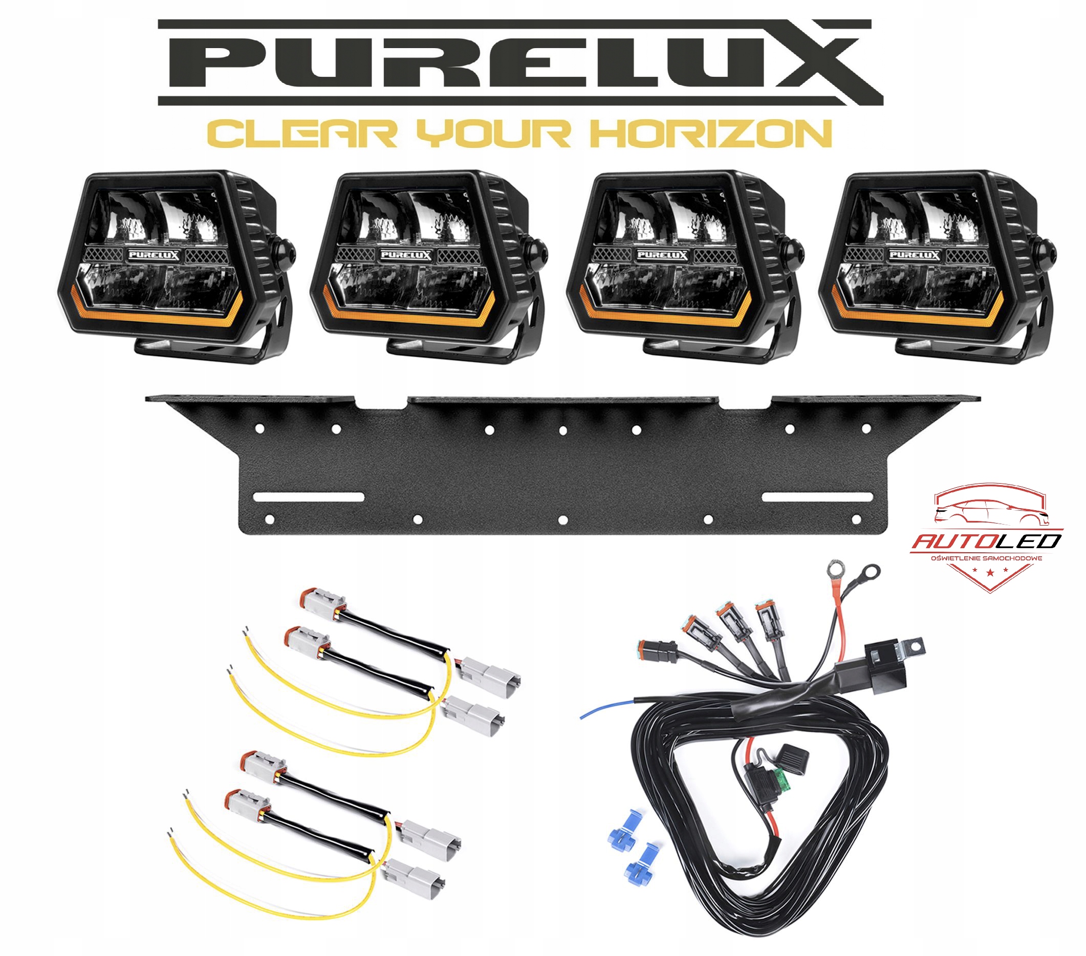 4 x PURELUX Panther Alpha 60 světlomet LED 12 cm 60W spot světlomet robocza sada, Auf Lager in der EU — Foto 1