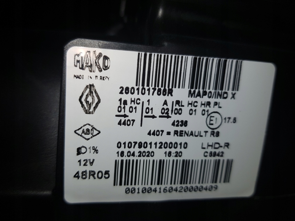 světlomet pravý Renault Clio 4 260101766R originál, Auf Lager in der EU — Foto 9 z 13