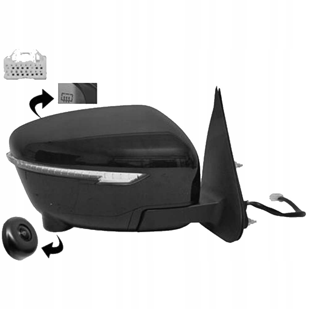 zrcátko Nissan QASHQAI (J11), 2014- skládací z Kamera 13pin pravé, Auf Lager in der EU — Foto 1