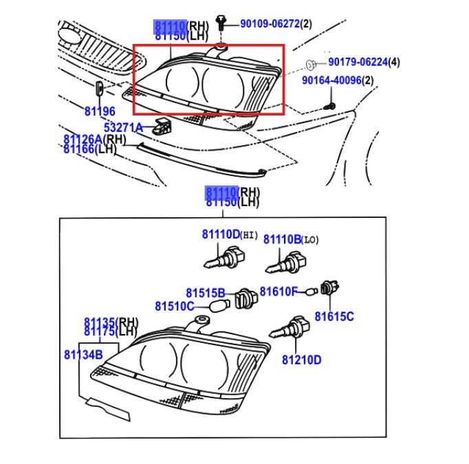 Světlomet 8111048080 — Toyota, Auf Lager in der EU — Foto 1
