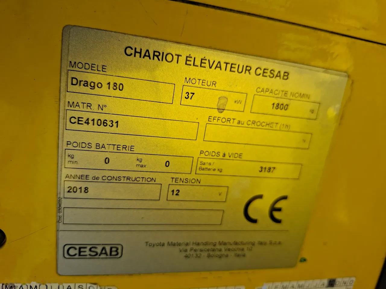 2018 Cesab Drago 180, 12.338 mth, Import Auf Lager in der EU — Foto 10 z 12