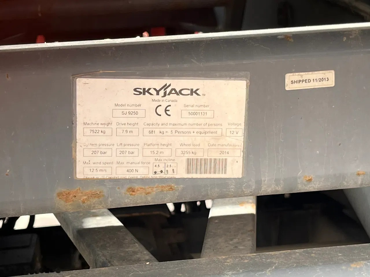 2014 Skyjack SJ 9250, 2.650 mth, Import Auf Lager in der EU — Foto 7 z 7