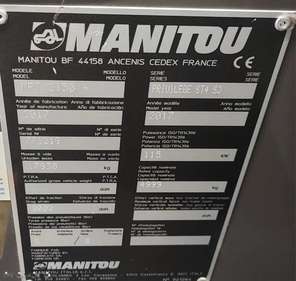 2017 Manitou MRT 2150+ P574, 3.311 mth, Import Auf Lager in der EU — Foto 9 z 17