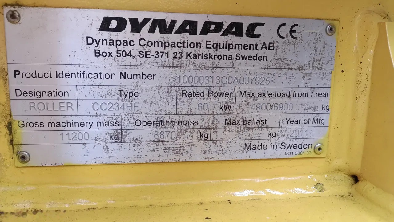 2012 Dynapac CC234HF, 7.179 mth, Import Auf Lager in der EU — Foto 10 z 11