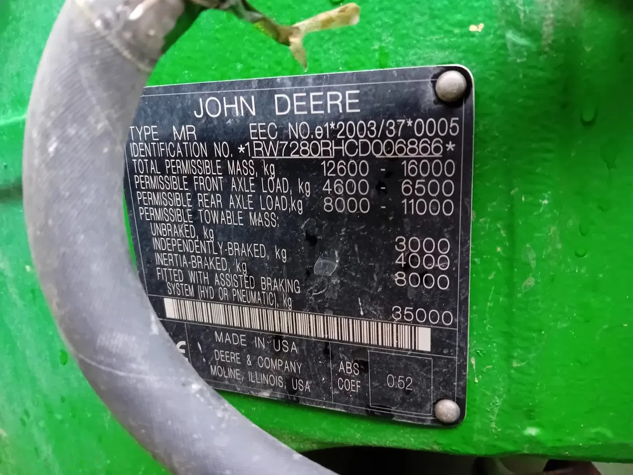 2012 John Deere 7280R, 10.469 mth, Import Auf Lager in der EU — Foto 14 z 14