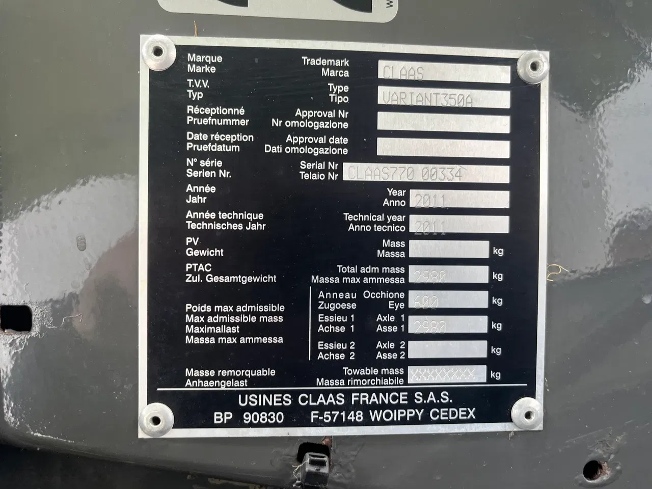 2011 Claas Variant 350, Import Auf Lager in der EU — Foto 9 z 13