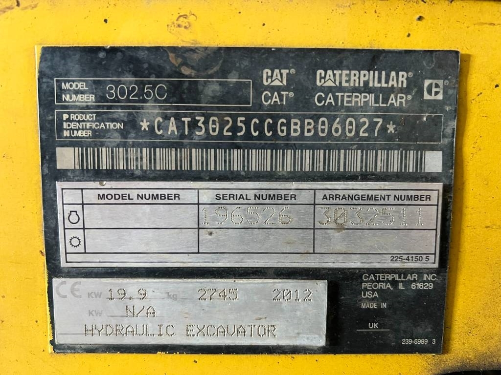 2012 Cat 302.5 C, 3.200 mth, Import Auf Lager in der EU — Foto 11 z 12