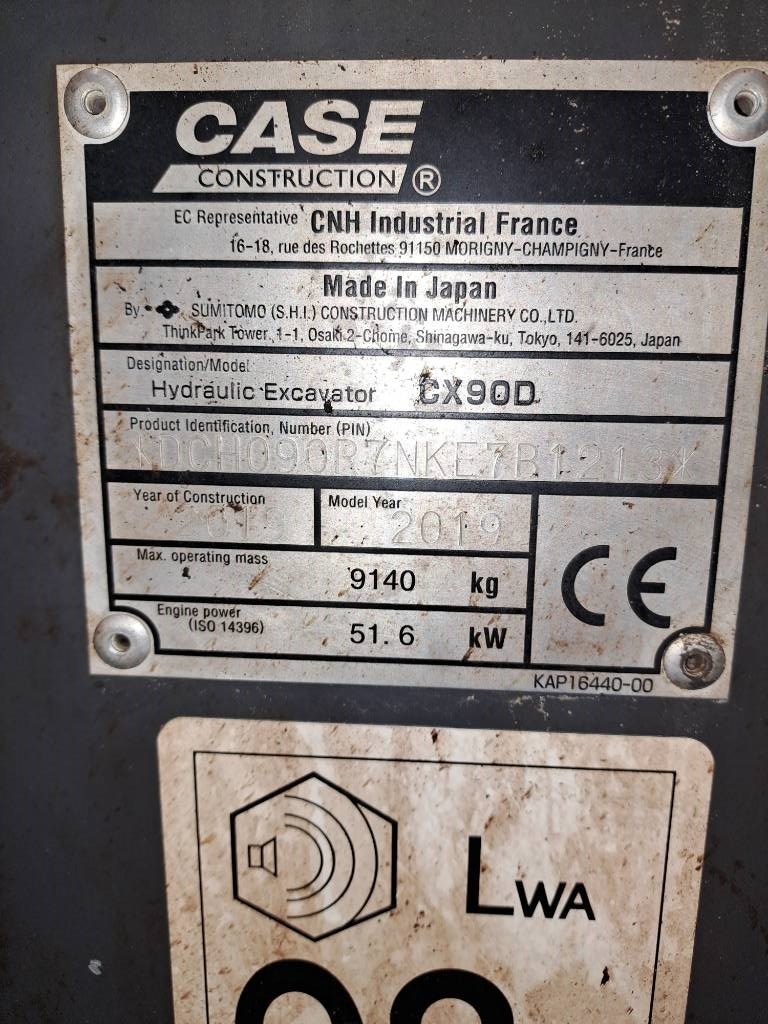 2019 Case CX 90 D, 600 mth, Import Auf Lager in der EU — Foto 5 z 10