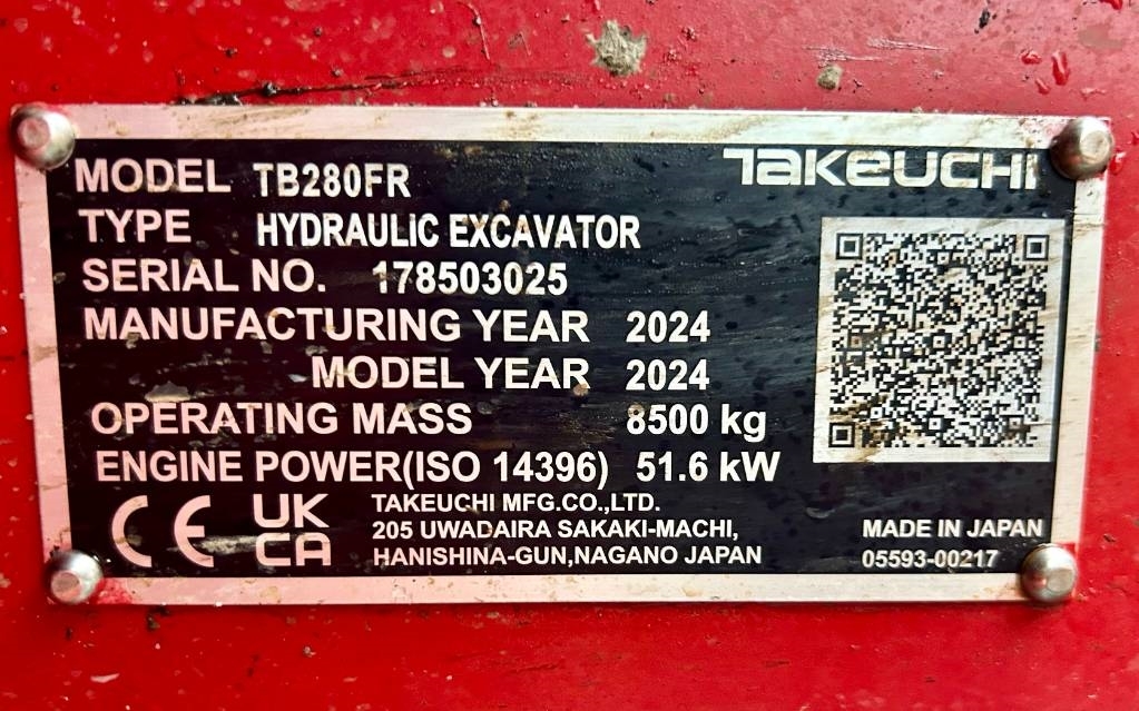 2024 Takeuchi TB 280 FR V3, 550 mth, Import Auf Lager in der EU — Foto 14 z 14