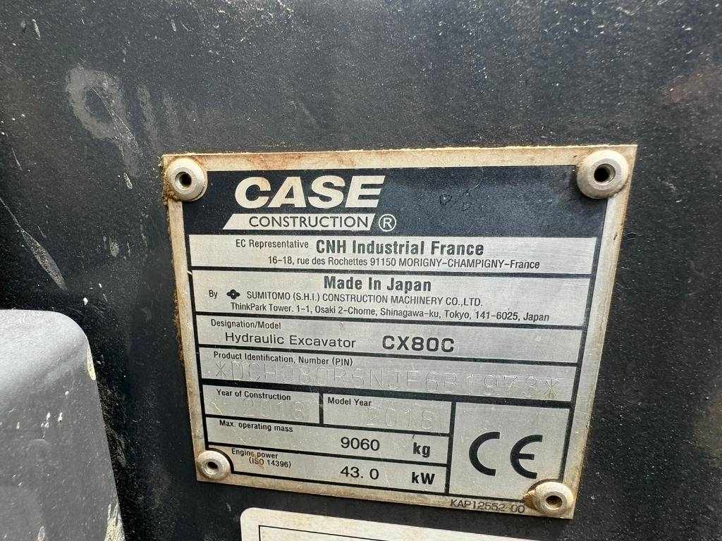2018 Case CX 80 C, 4.056 mth, Import Auf Lager in der EU — Foto 5 z 16