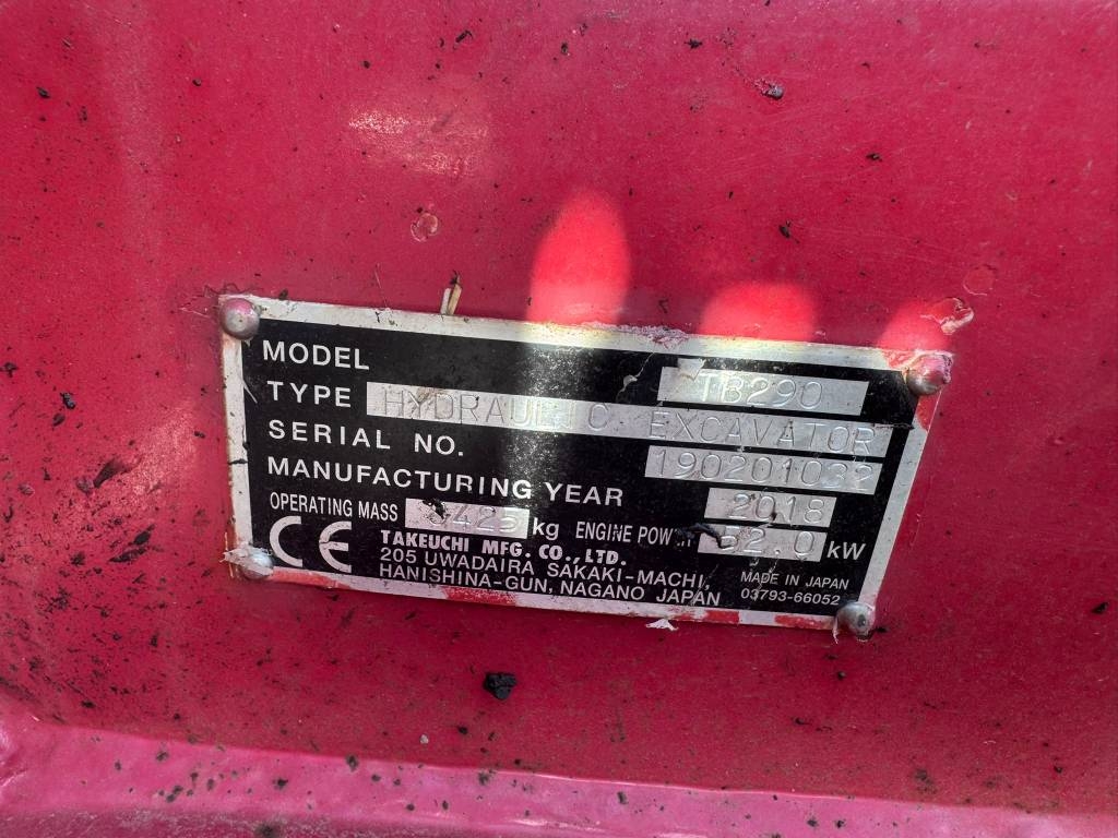2018 Takeuchi TB 290, 3.433 mth, Import Auf Lager in der EU — Foto 9 z 9
