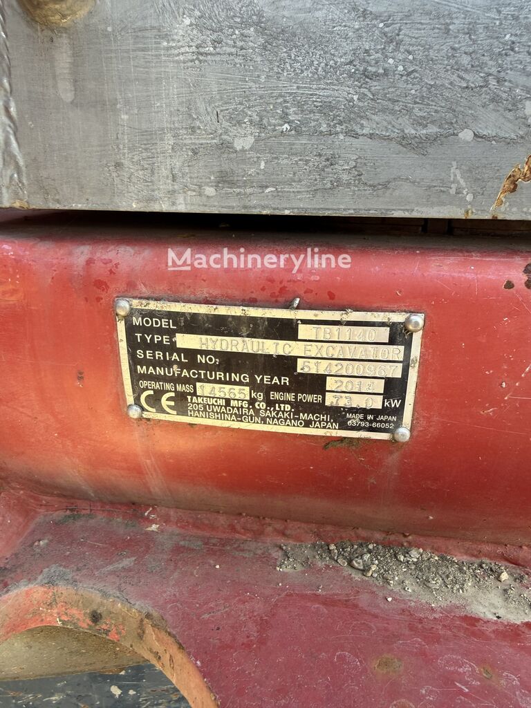 2014 Takeuchi TB1140, 6.000 mth, Import Auf Lager in der EU — Foto 5 z 16