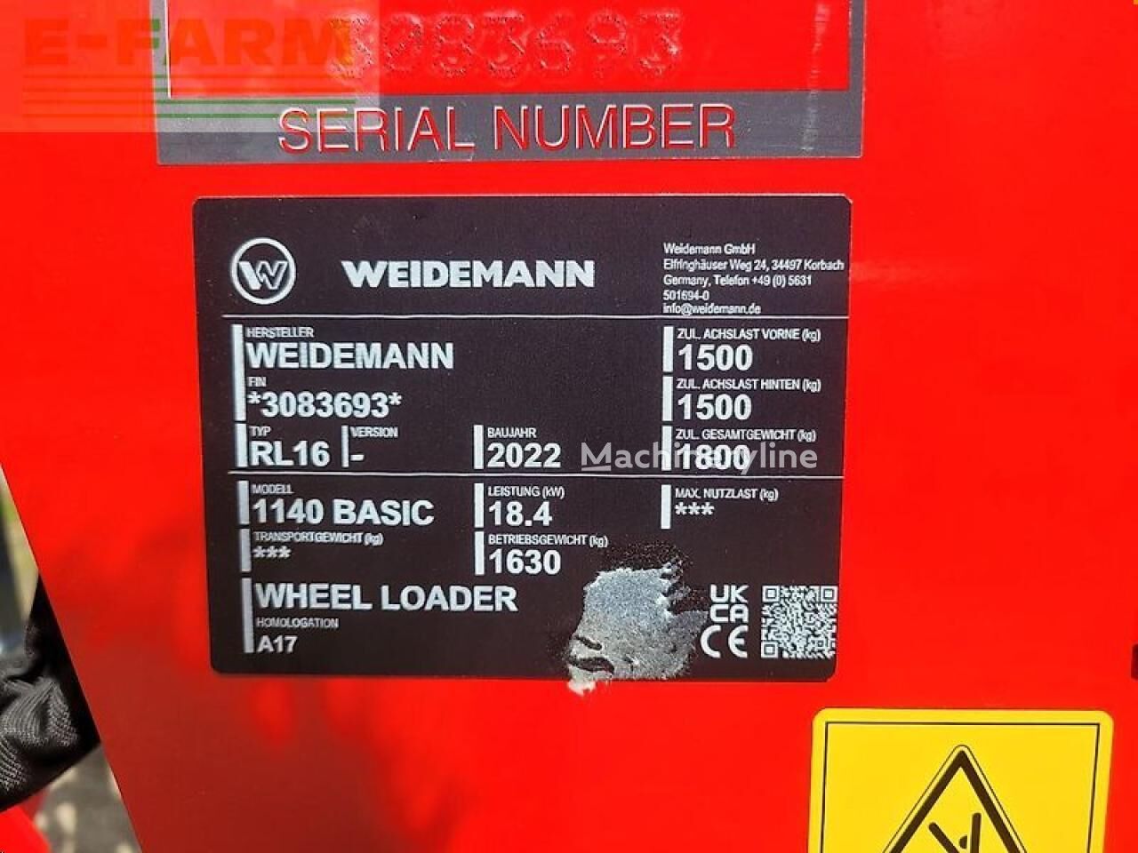 2022 Weidemann 1140, Import Auf Lager in der EU — Foto 3 z 16