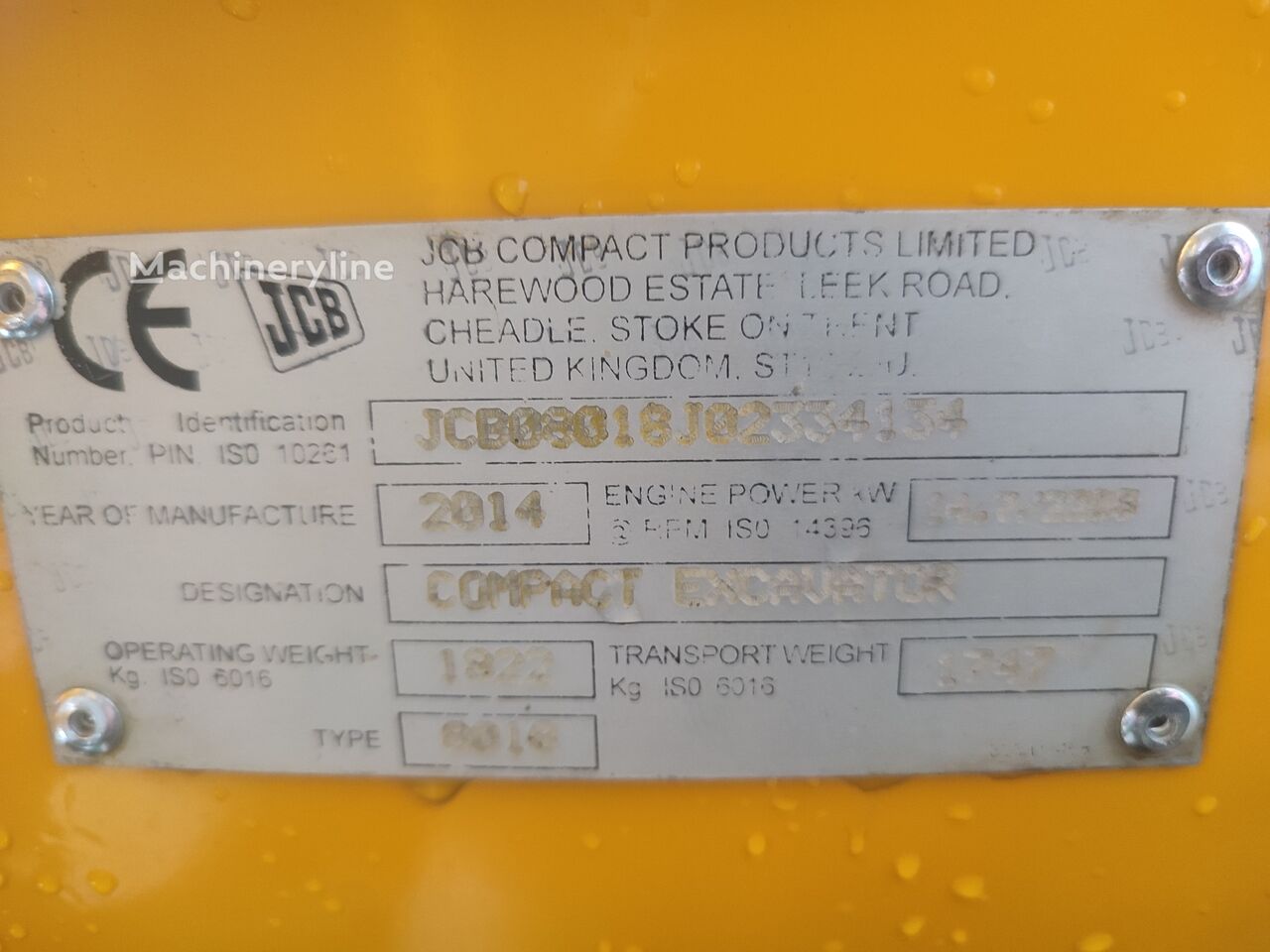 2014 JCB 8018, Import Auf Lager in der EU — Foto 7 z 7