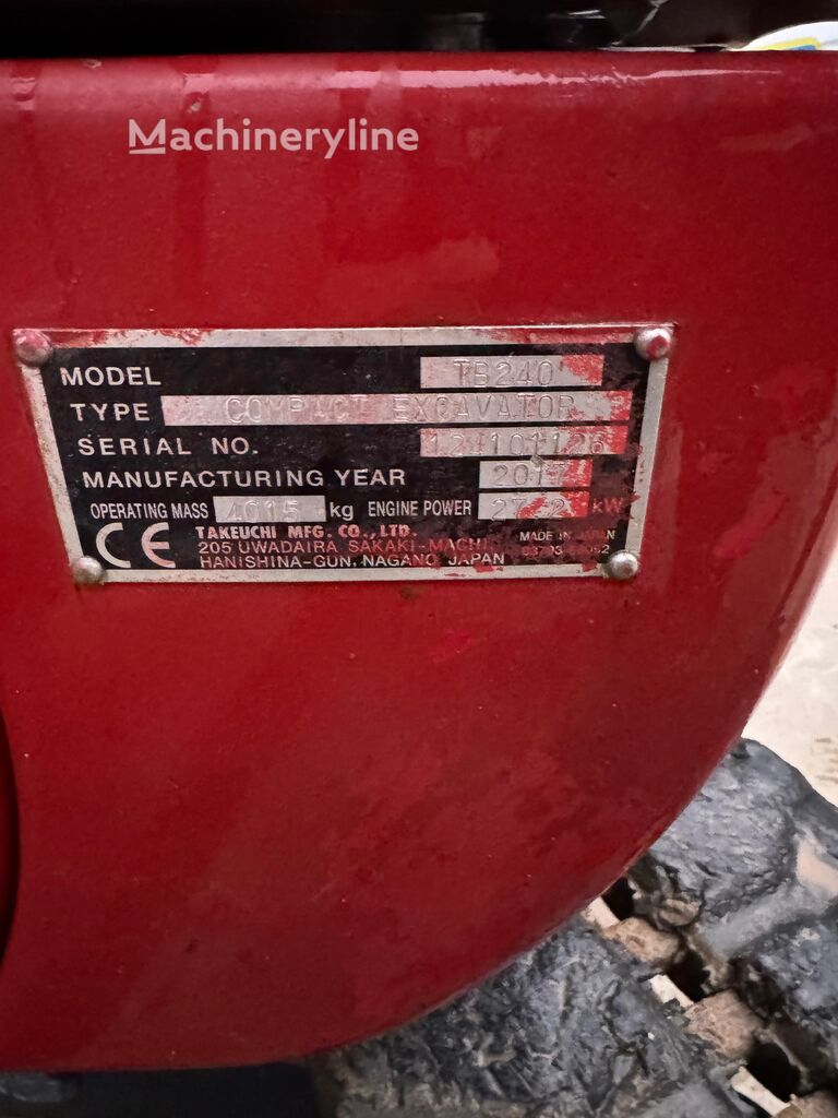 2017 Takeuchi TB240, 2.241 mth, Import Auf Lager in der EU — Foto 2 z 10