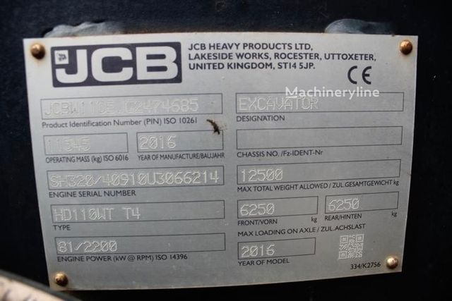 2016 JCB HD110WT, 3.007 mth, Import Auf Lager in der EU — Foto 2 z 10