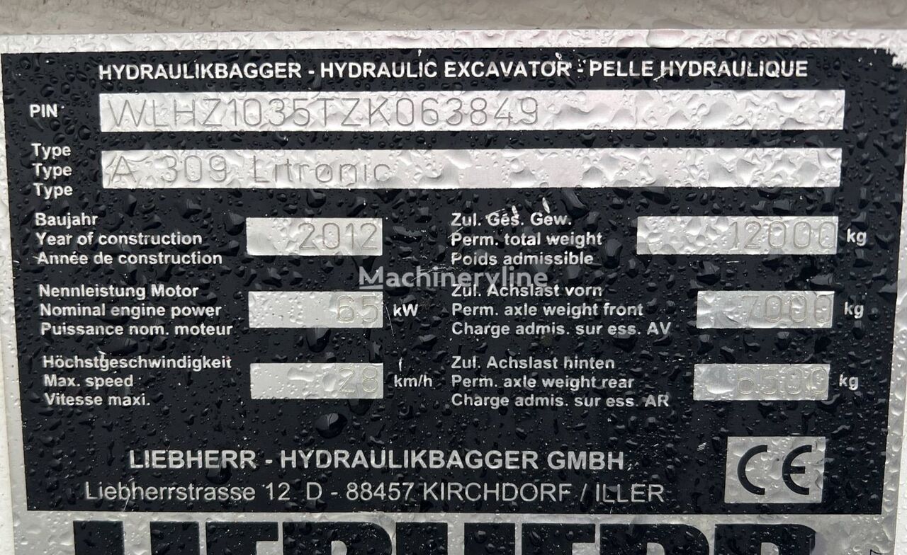 2012 Liebherr A309, 9.342 mth, Import Auf Lager in der EU — Foto 5 z 16