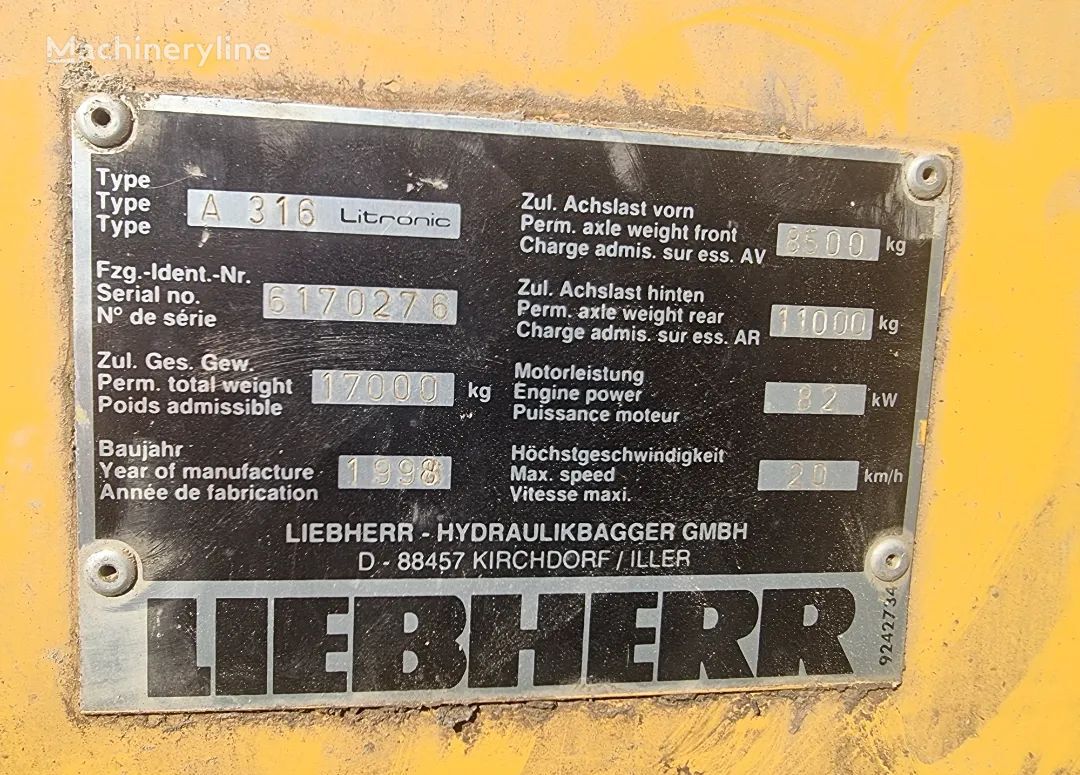1998 Liebherr A316, Import Auf Lager in der EU — Foto 6 z 6