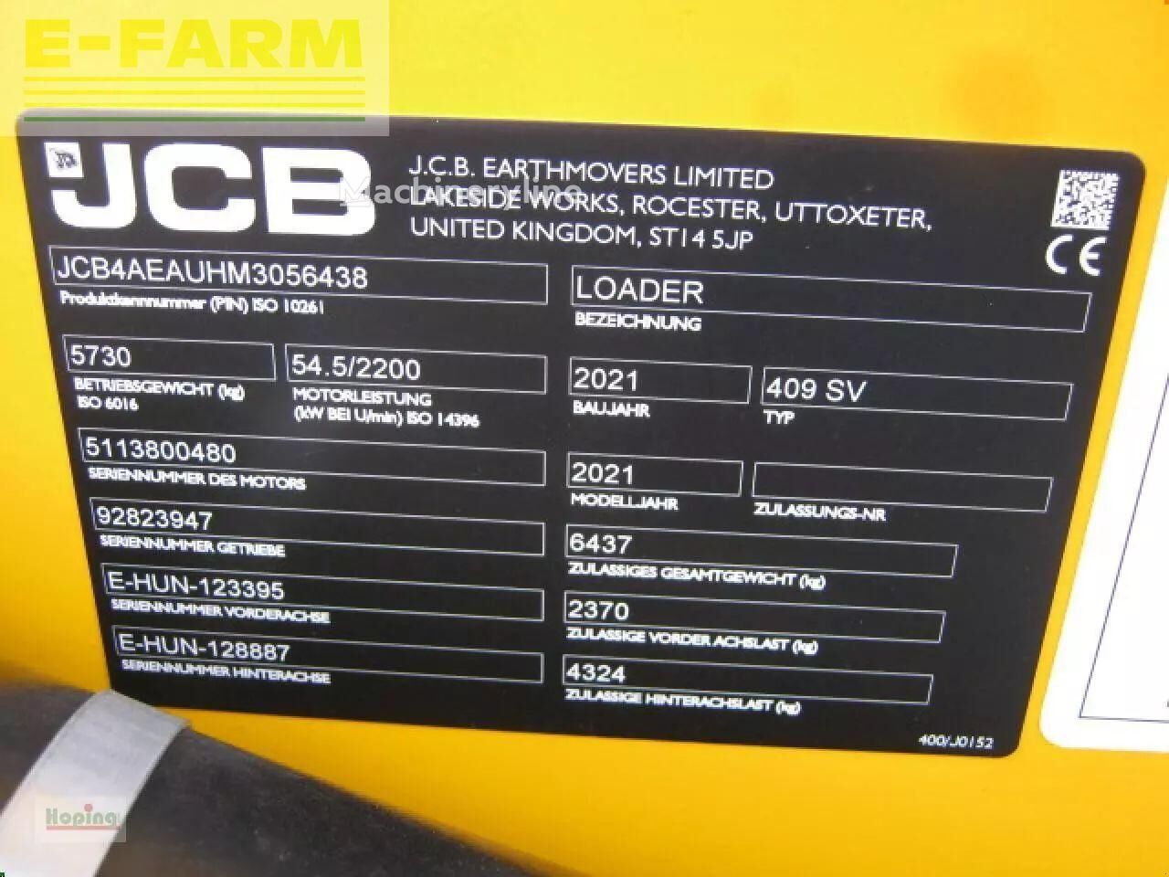2021 JCB 409, 5.055 mth, Import Auf Lager in der EU — Foto 8 z 8