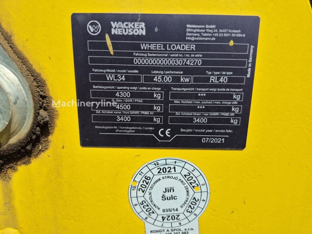 2021 Wacker Neuson WL34, 1.102 mth, Import Auf Lager in der EU — Foto 7 z 16