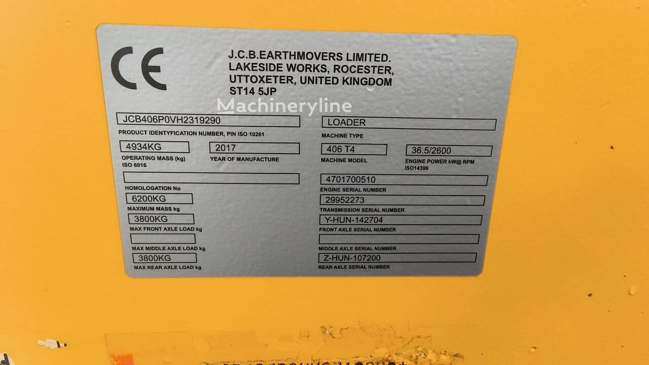 2017 JCB 406, 2.083 mth, Import Auf Lager in der EU — Foto 9 z 16