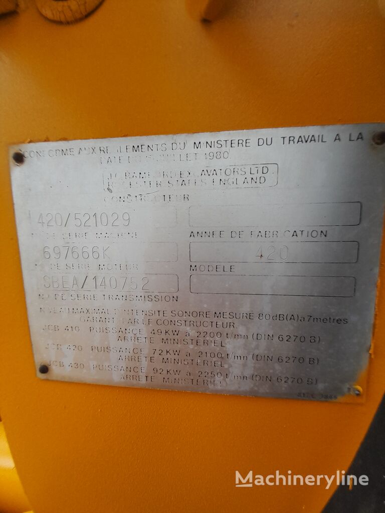 1990 JCB 420, 10.767 mth, Import Auf Lager in der EU — Foto 8 z 16