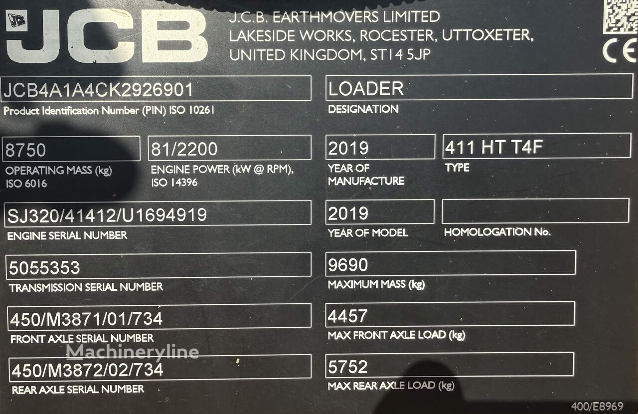 2019 JCB 411, 4.300 mth, Import Auf Lager in der EU — Foto 5 z 7