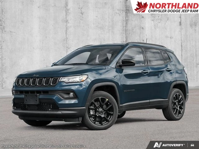 2026 Jeep Compass North | 4WD | Apple CarPlay | Remote Start | Heated Seats | Backup Camera | Android Auto |, blau, 15 km, Import Kanada — Foto 1